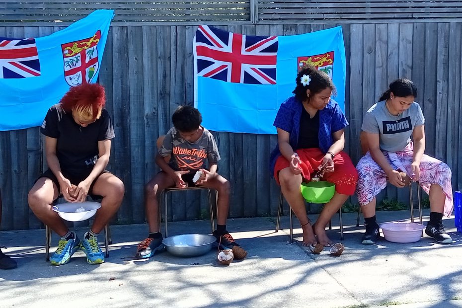 Fiji Day Scraping coconuts